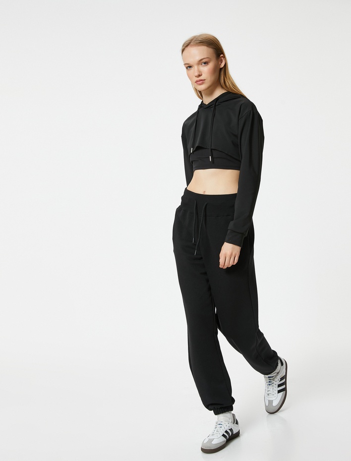  Spor Eşofman Altı Jogger Beli Bağcıklı Yüksek Bel