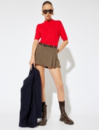 Kısa Kollu Basic Dik Yaka Triko Kazak