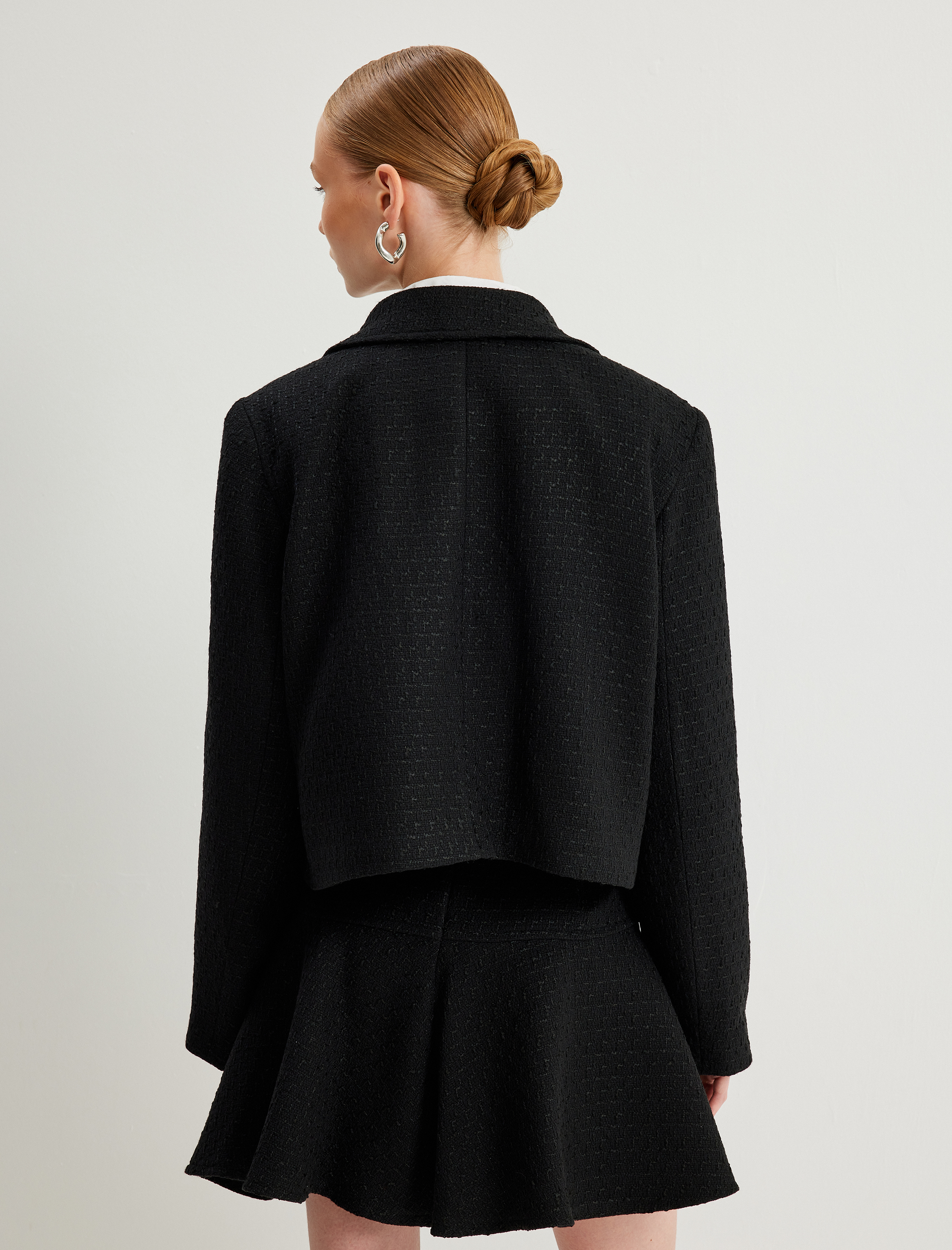   Tüvit Ceket Gömlek Yaka Kapaklı Cep Detaylı İnci Düğmeli