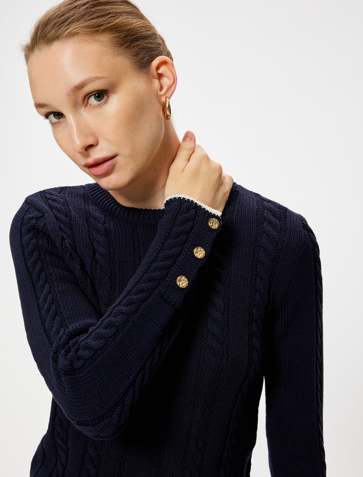  Saç Örgü Kazak Uzun Kollu Bisiklet Yaka