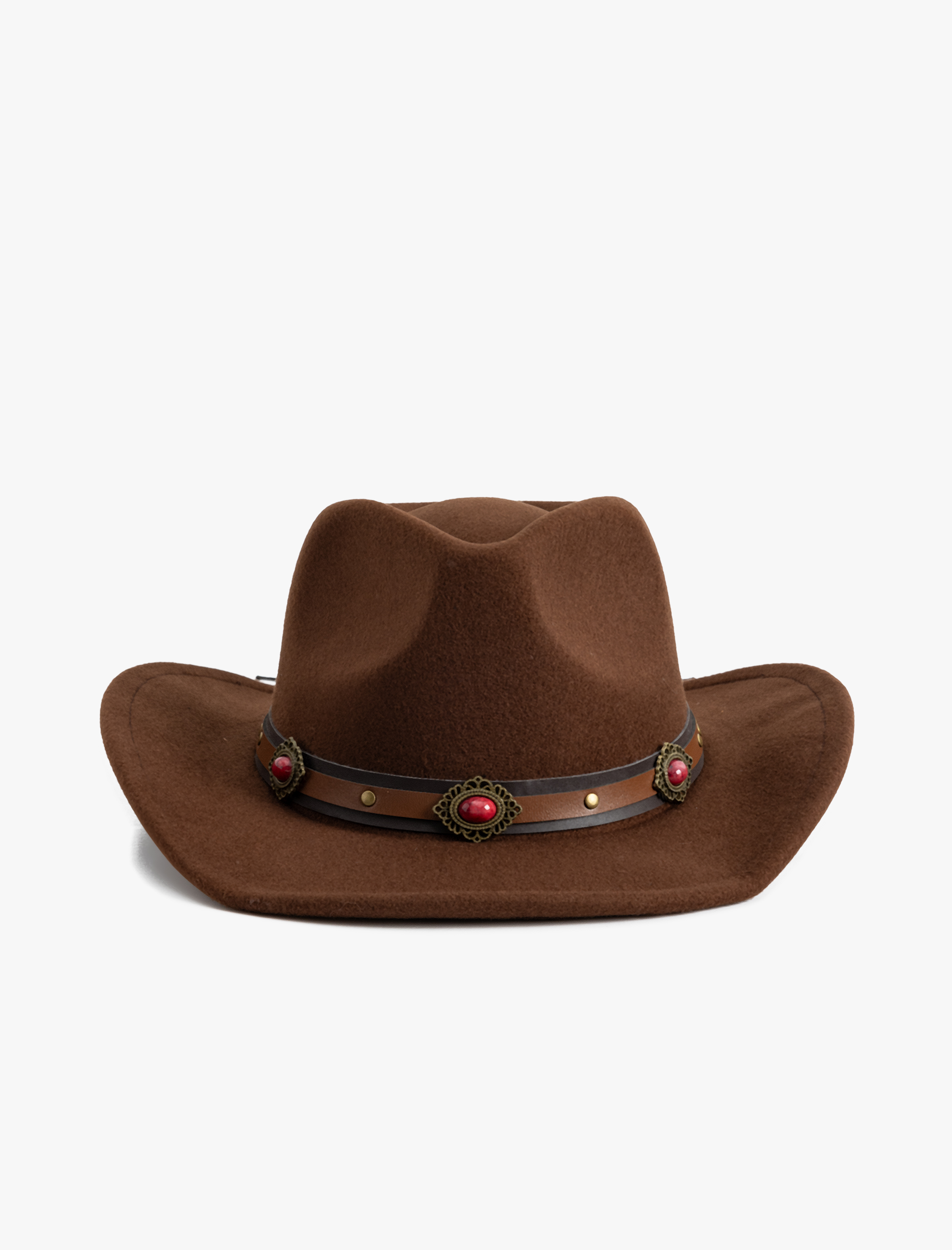  Kadın Taşlı Bant Detaylı Kovboy Şapkası