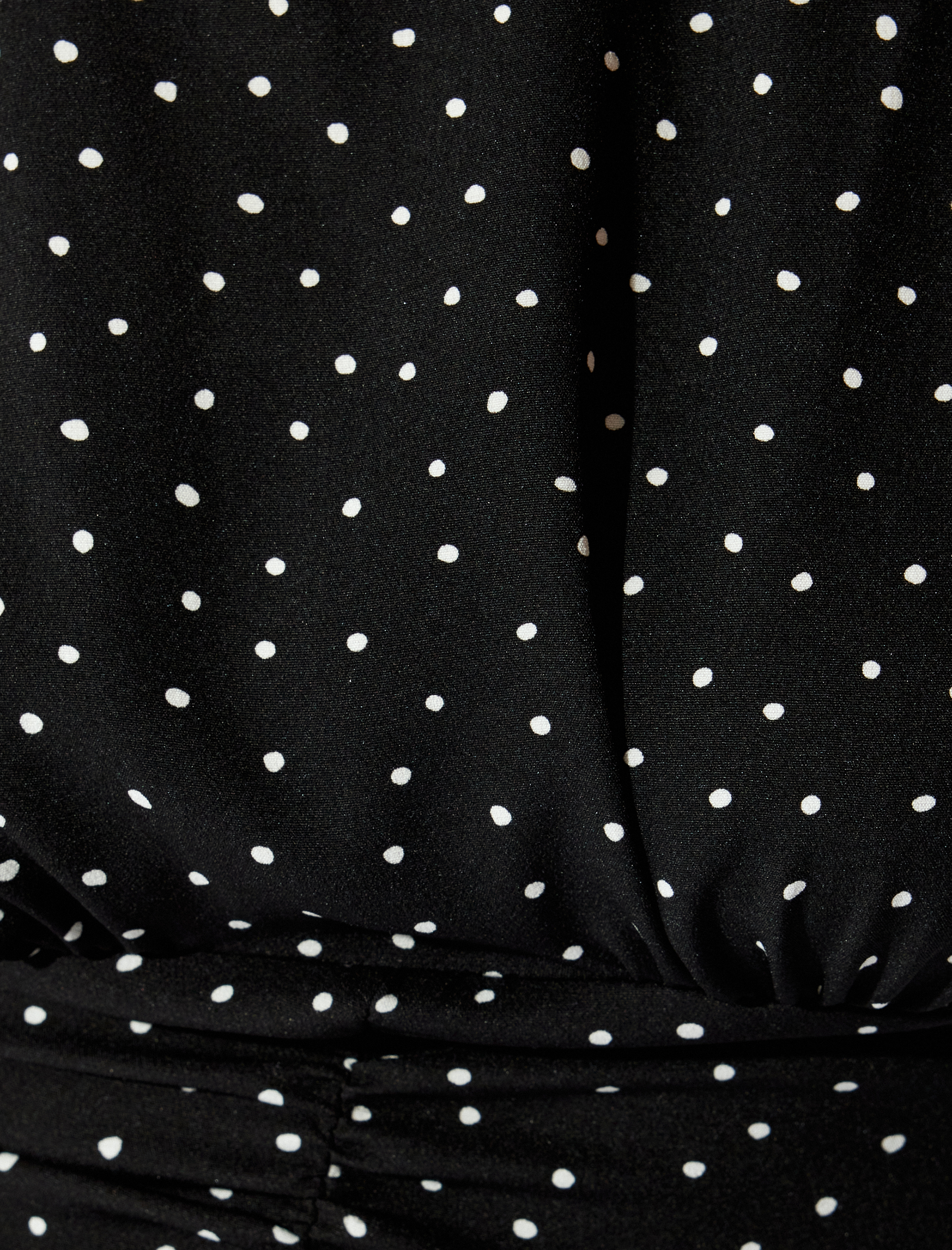   Mini Puantiyeli Elbise Kolsuz Drapeli Bisiklet Yaka Slim Fit