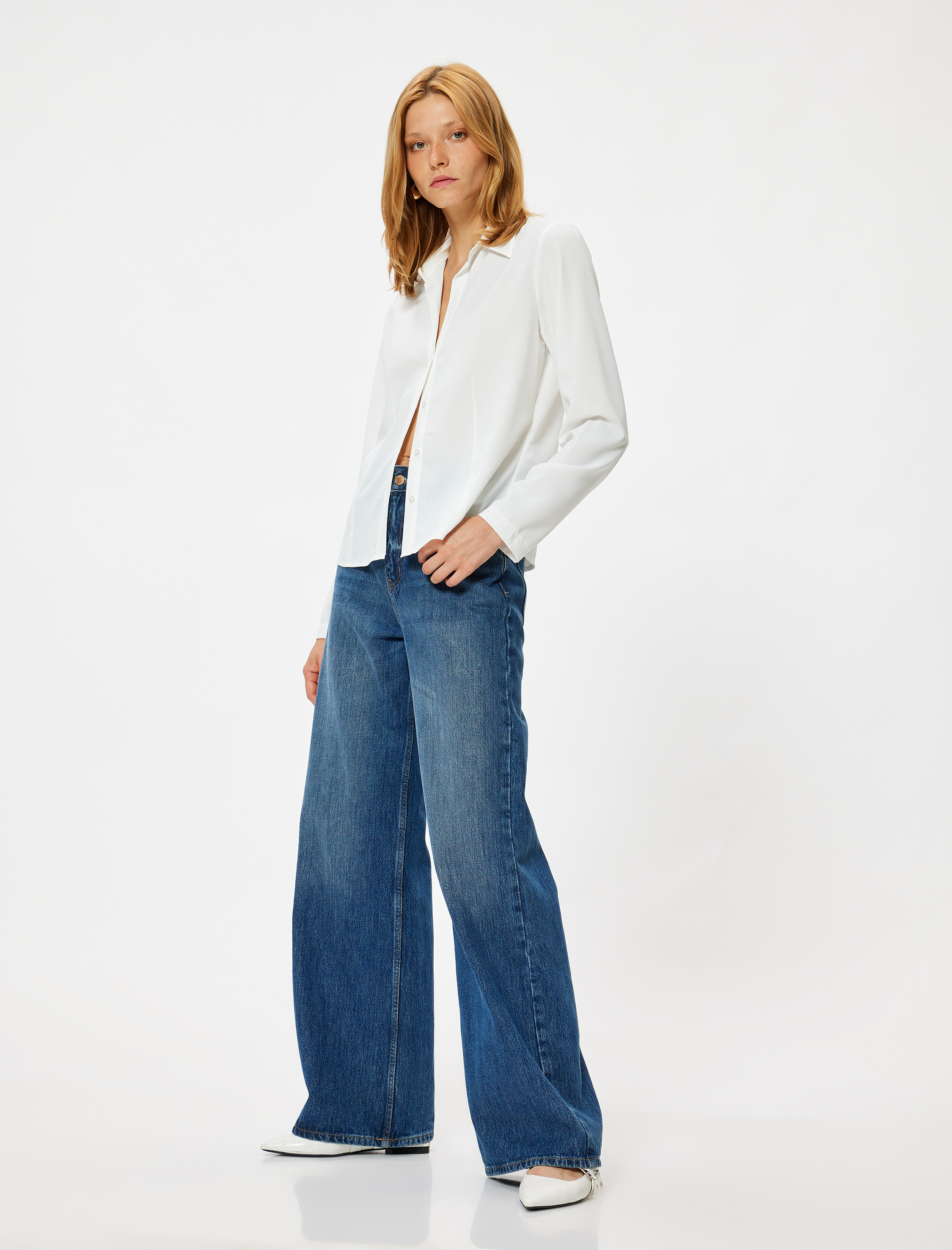   Slim Fit Klasik Yaka Uzun Kollu Saten Gömlek