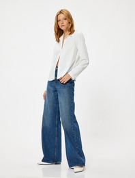 Slim Fit Klasik Yaka Uzun Kollu Saten Gömlek