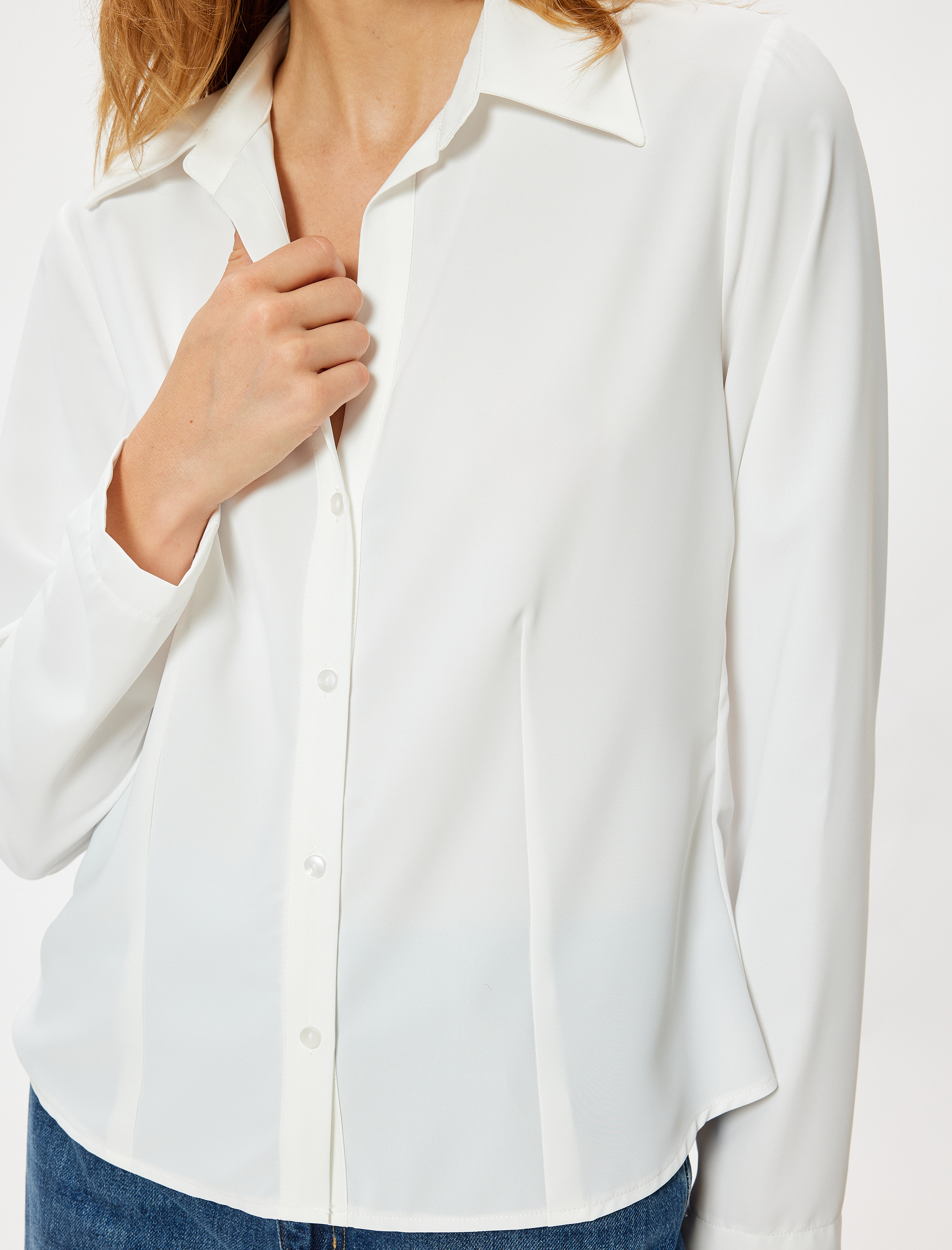   Slim Fit Klasik Yaka Uzun Kollu Saten Gömlek