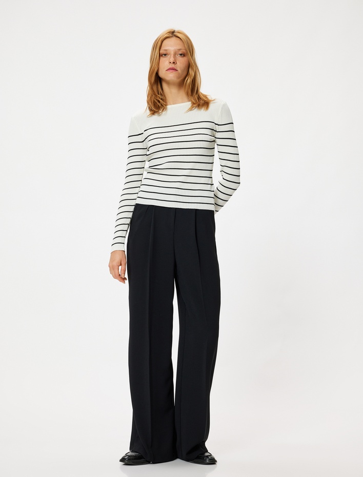  Fitilli Tişört Uzun Kollu Yuvarlak Yaka