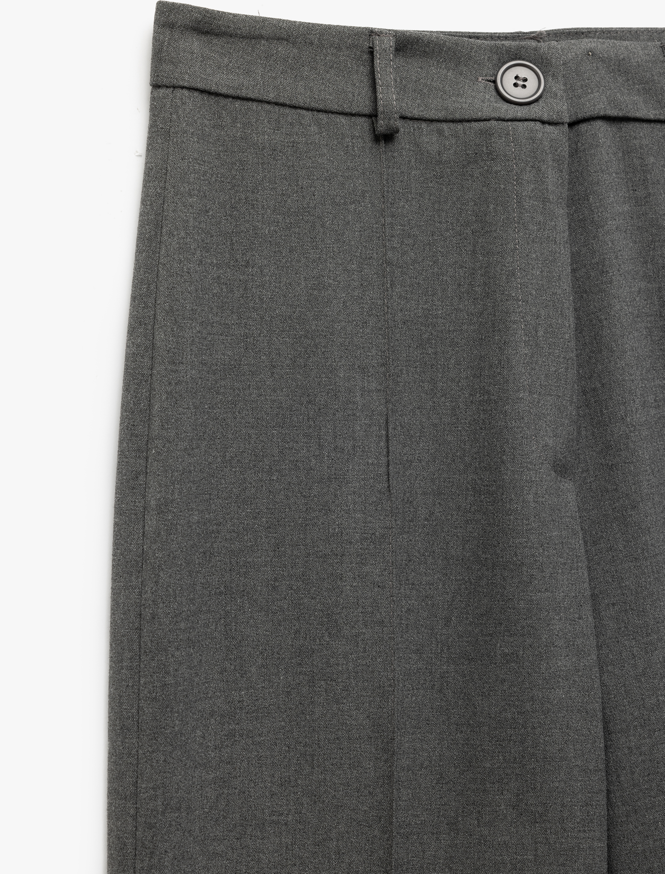   Cepli Standart Bel Düz Bol Paça Kumaş Pantolon