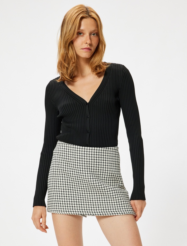  Tüvit Şort Etek Mini Boy Kareli