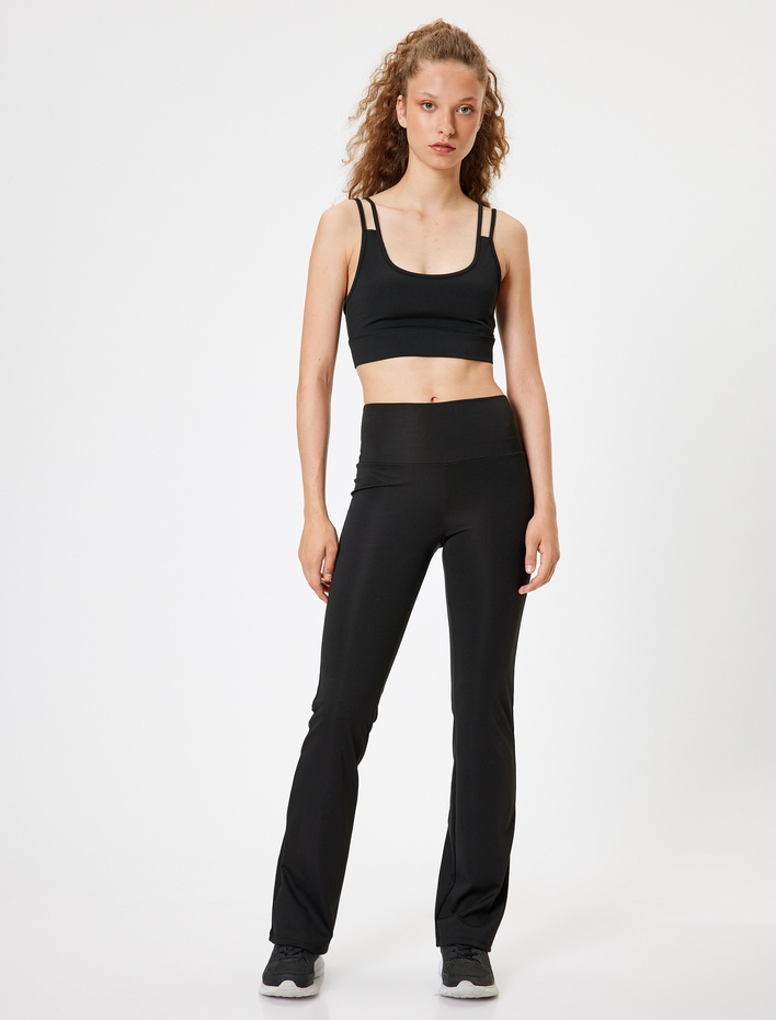  Yüksek Bel Slim Fit İspanyol Paça Tayt İnterlok