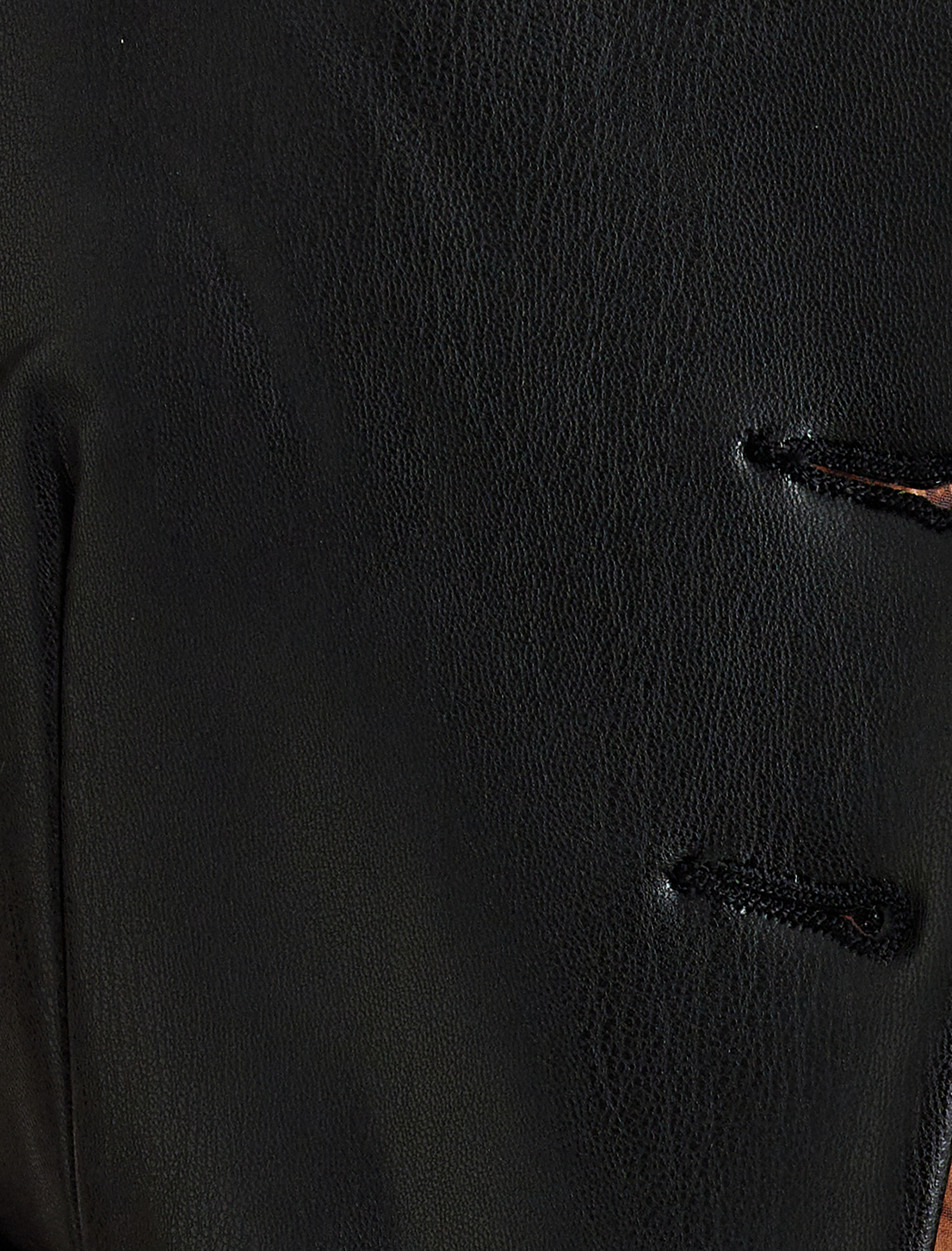   Düğmeli V Yaka Suni Deri Yelek