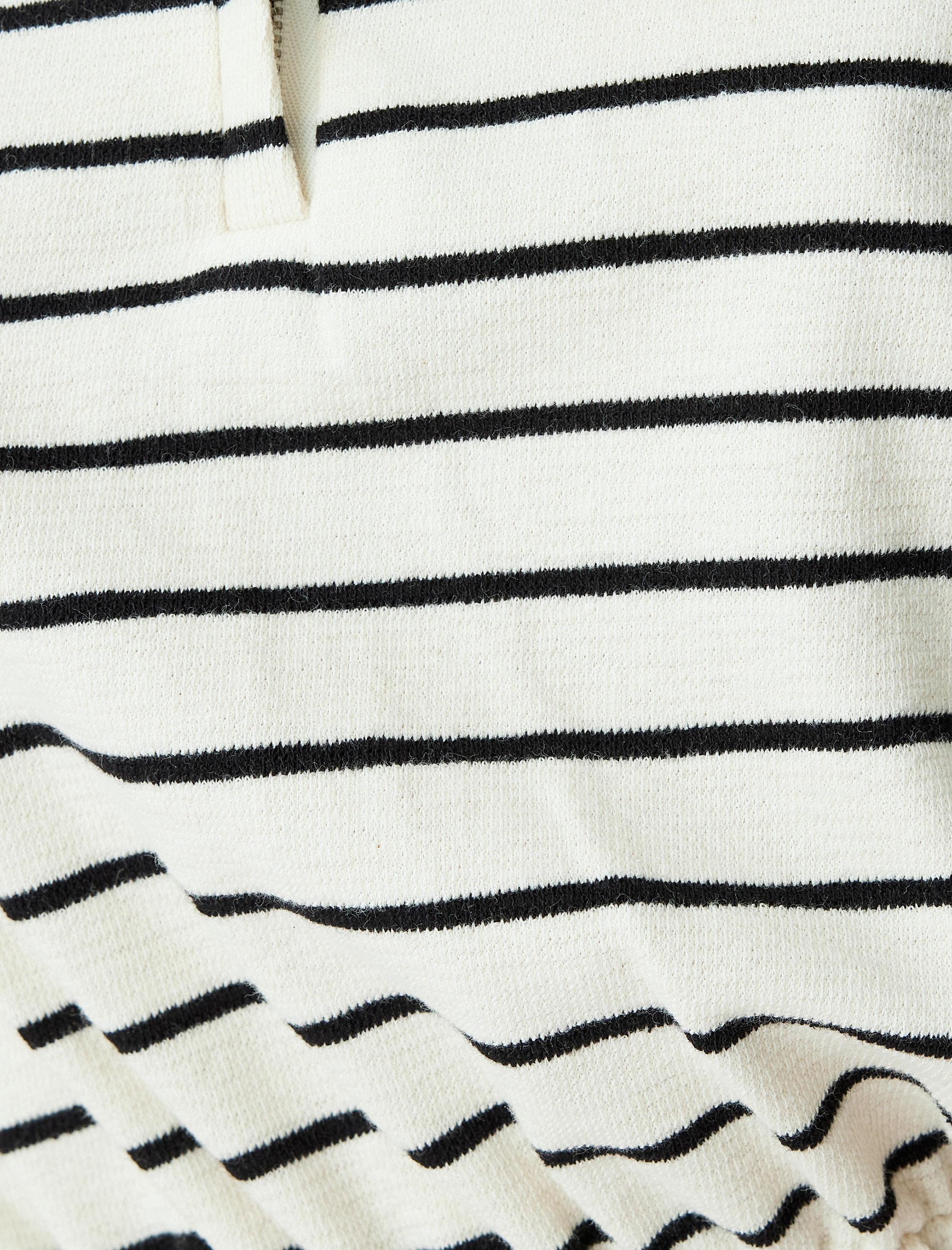   Pamuklu Yarım Fermuarlı Çizgili Kolsuz Pamuklu Crop Sweatshirt