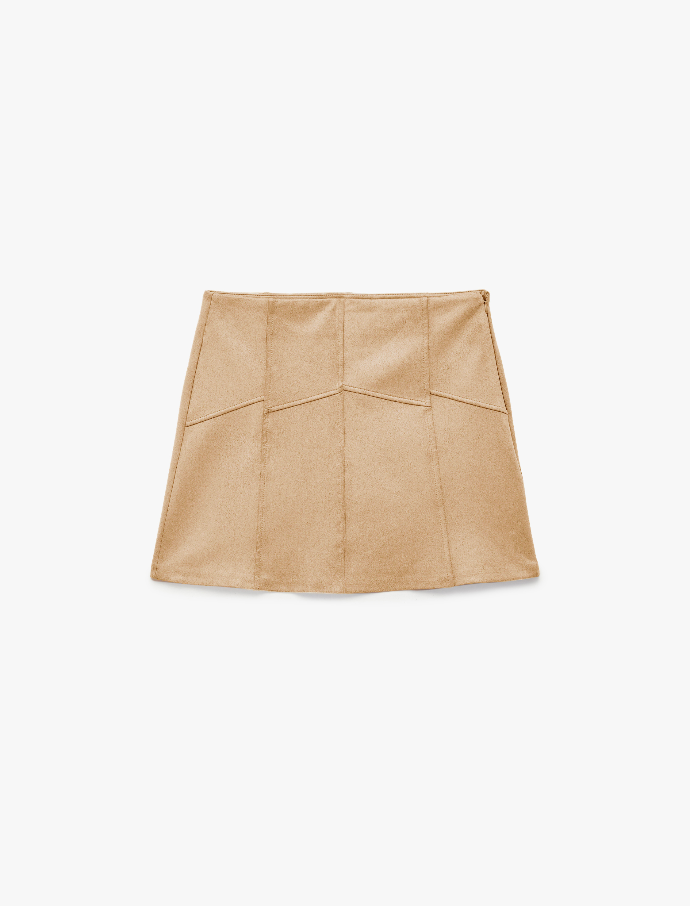   A Kesim Standart Bel Suni Süet Mini Etek