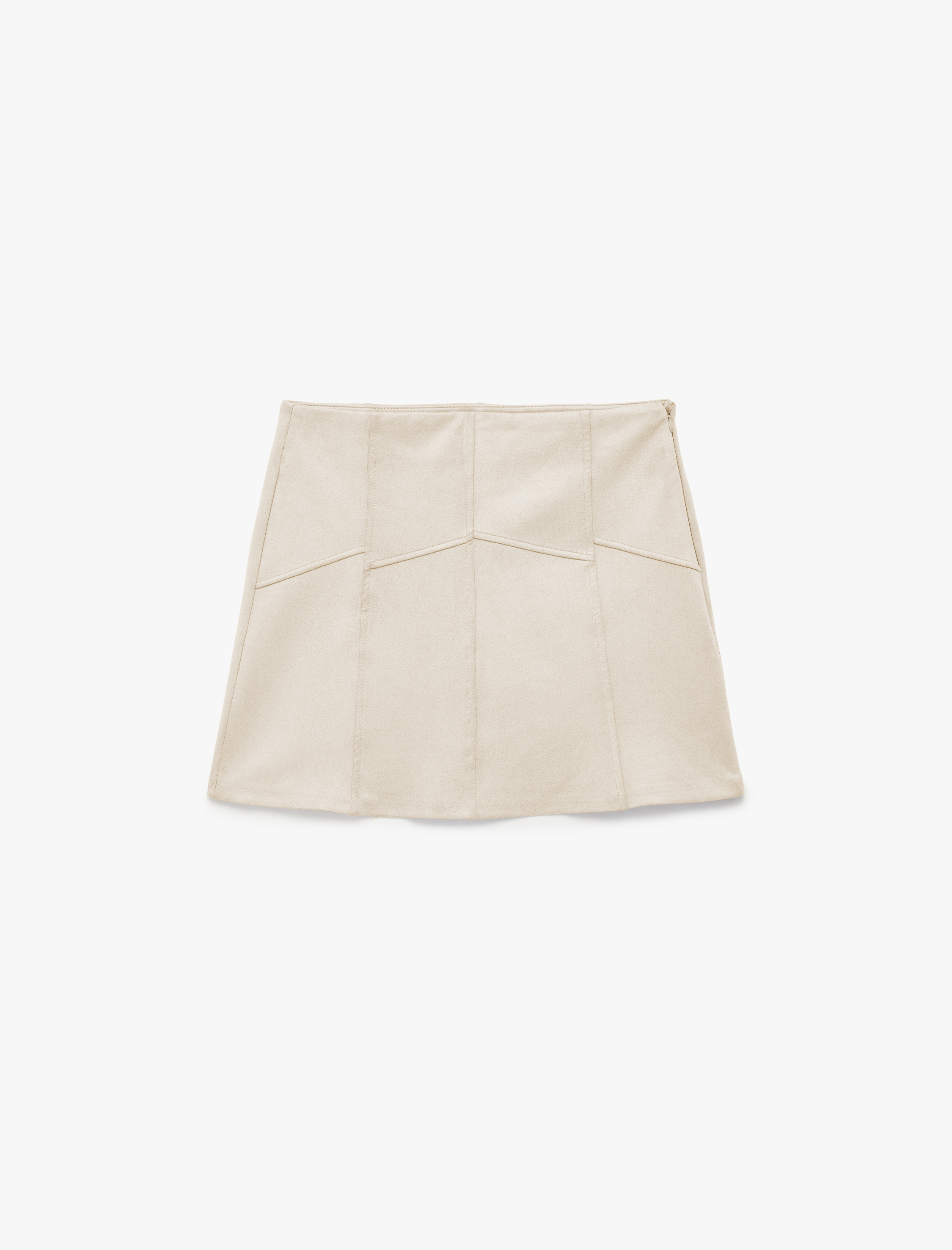   A Kesim Standart Bel Suni Süet Mini Etek