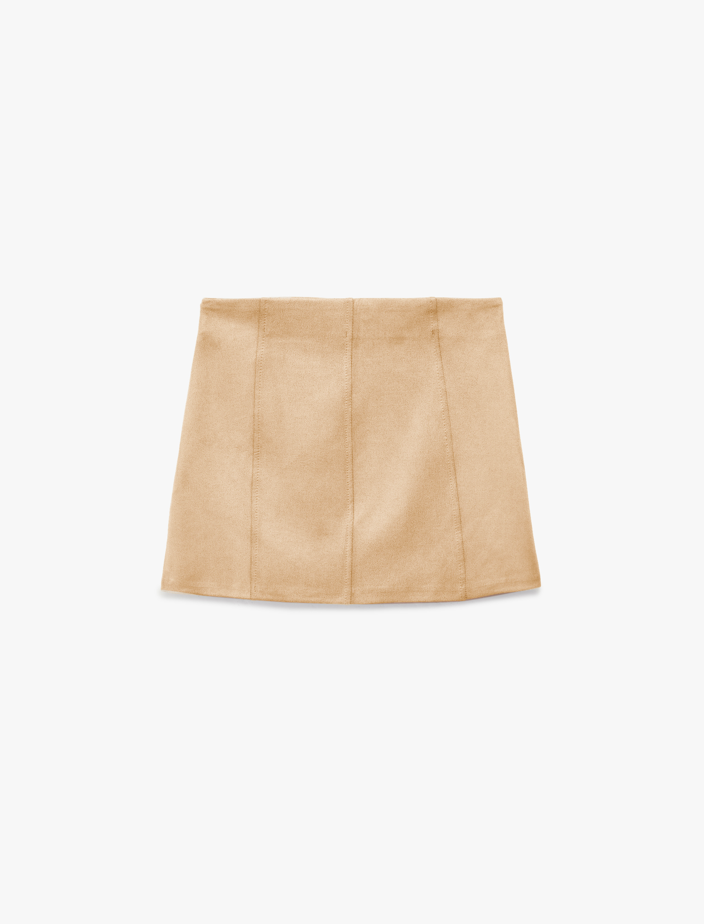   A Kesim Standart Bel Suni Süet Mini Etek