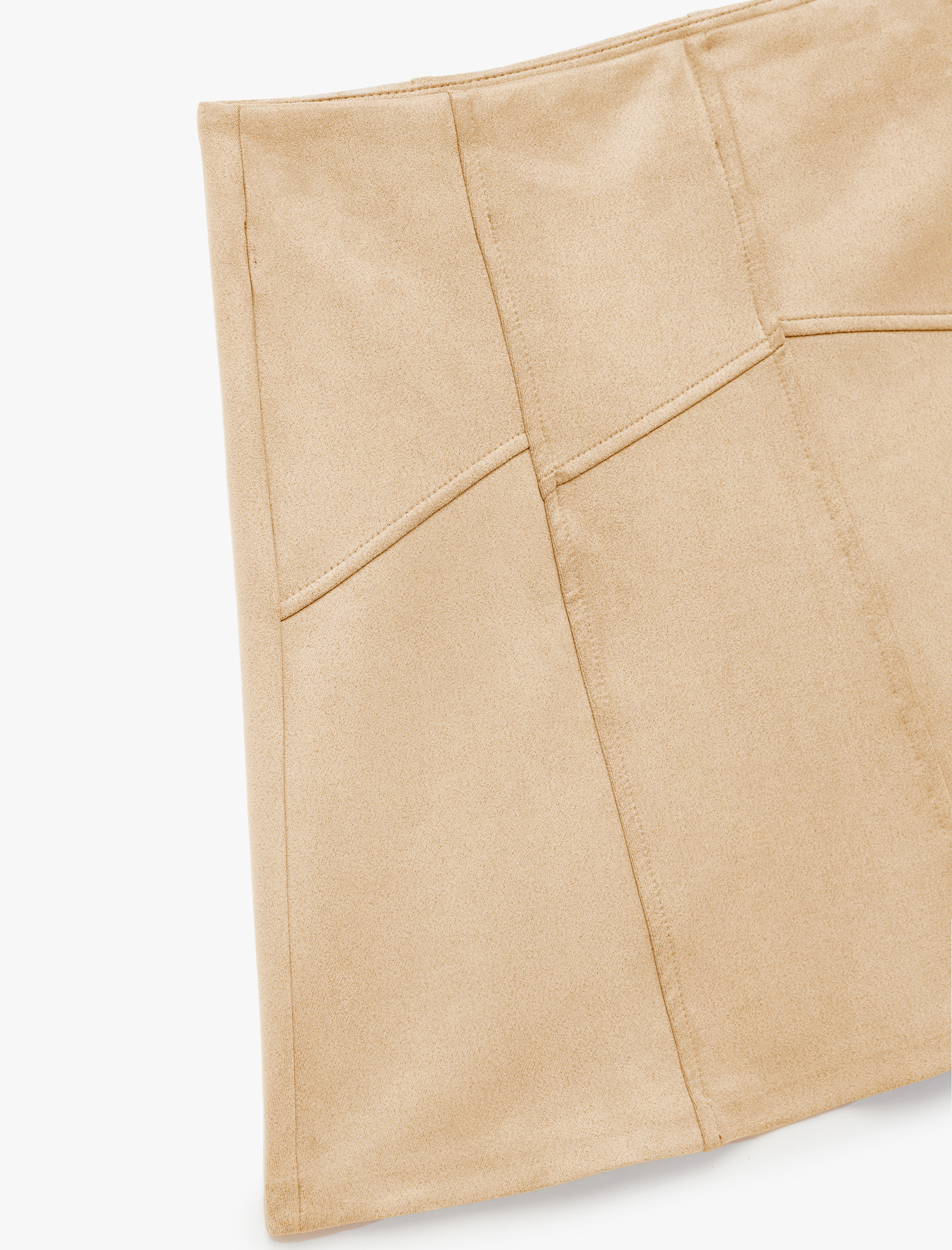   A Kesim Standart Bel Suni Süet Mini Etek