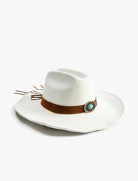 Kaşe Fötr Şapka Taşlı Aksesuar Detaylı