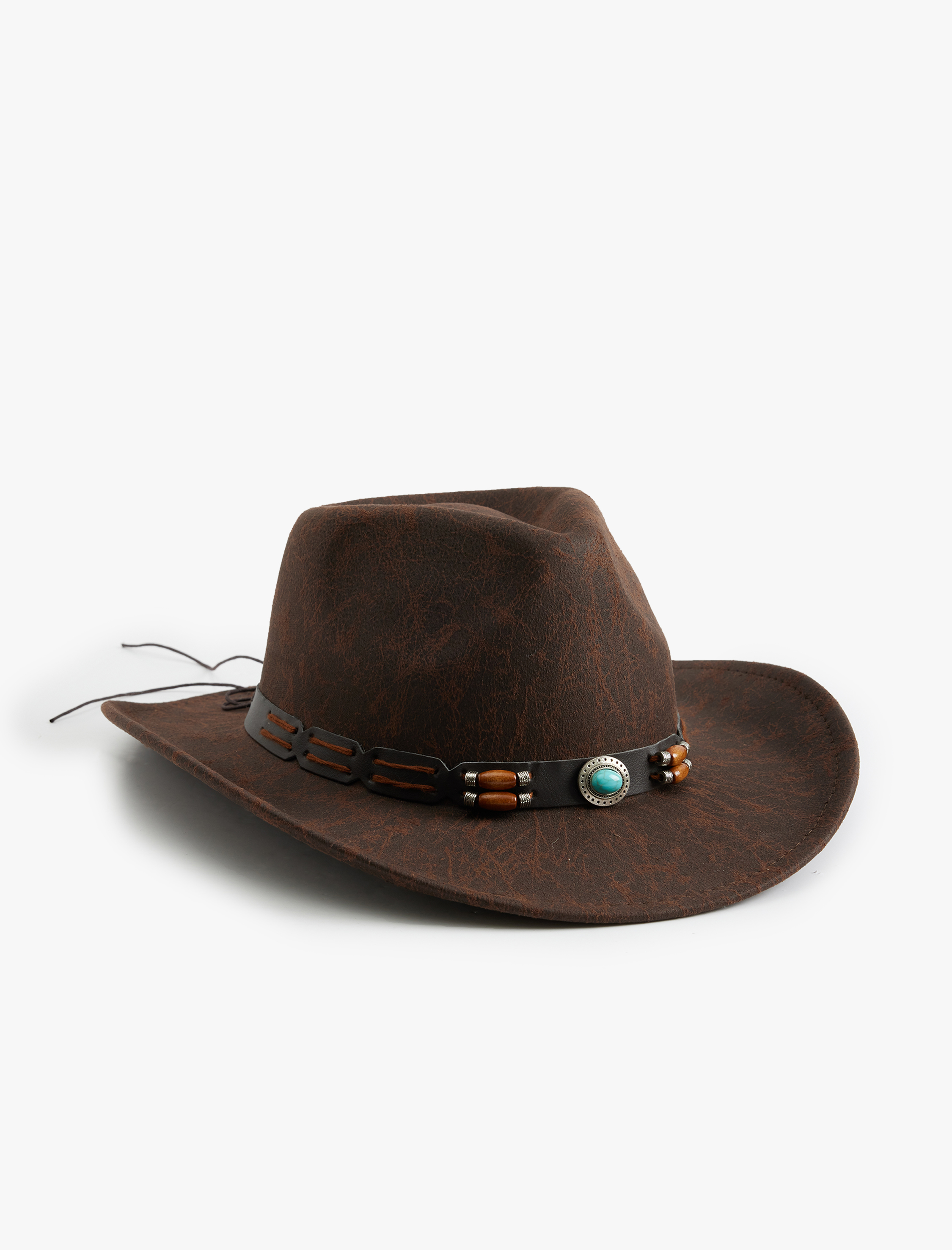  Kadın Fötr Şapka Boncuklu Bant Detaylı