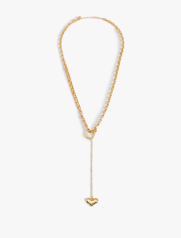 Kadın Kalpli Zincir Kolye Kısa
