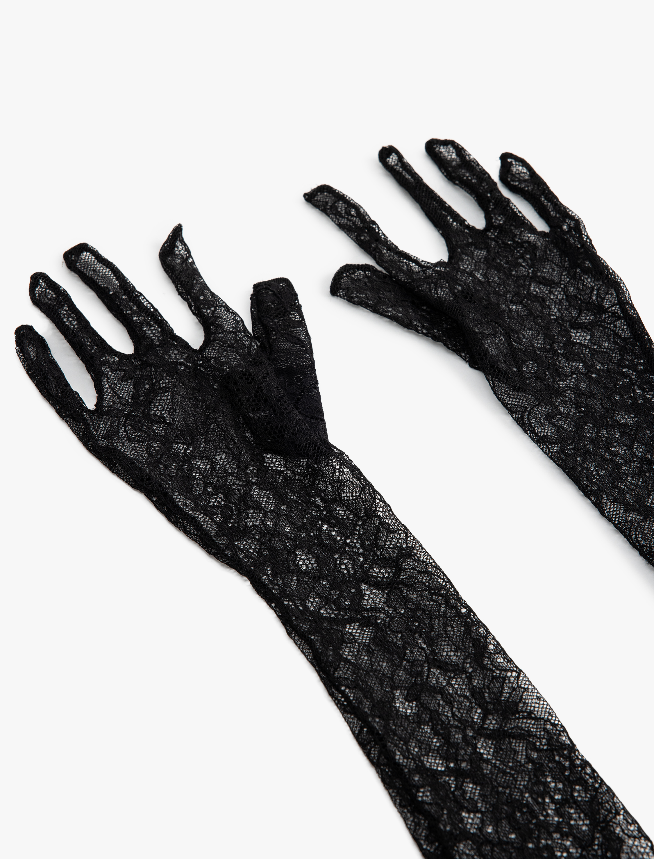  Kadın Uzun Tül Dantel Eldiven Transparan - Koton X Sibil Çetinkaya