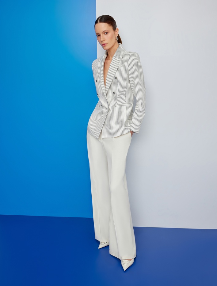  Cepli Pile Detaylı Palazzo Pantolon