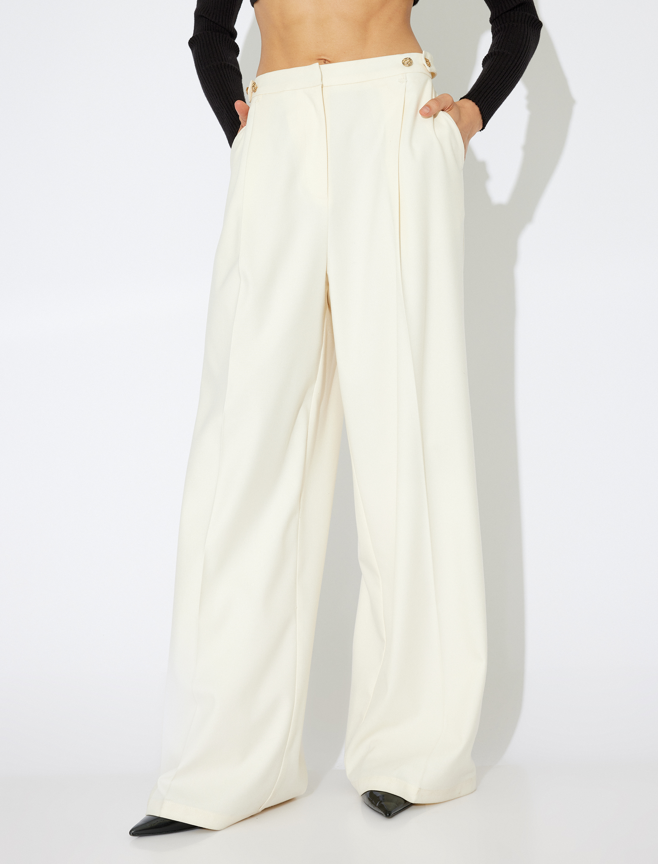   Cepli Pile Detaylı Palazzo Pantolon