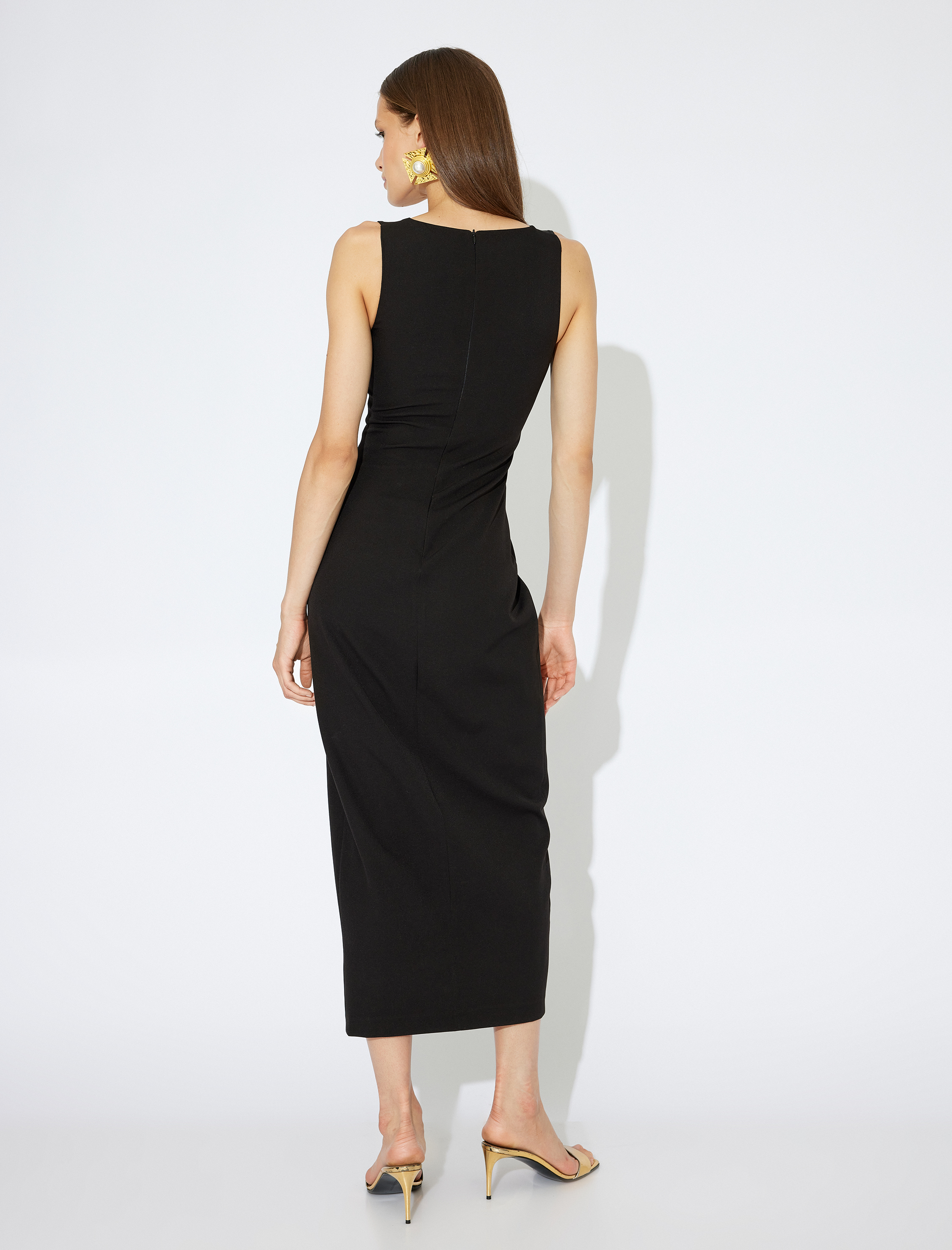   Koton X Zeynep Bastık - Askılı Kalp Yaka Uzun Elbise Derin Yırtmaç Detaylı