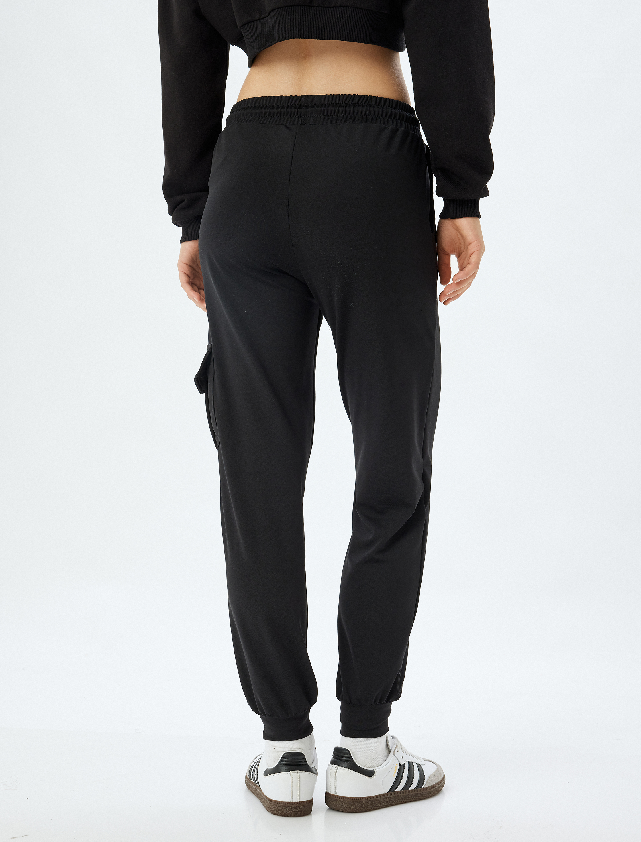   Jogger Eşofman Altı Yüksek Bel Bağcıklı Cep Detaylı Bol Kalıp İnterlok