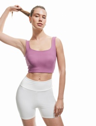 Sporcu Sütyeni U Yaka Yumuşak Tuşe Kaplı Kolsuz İnterlok