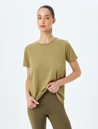 Spor Tişört Bisiklet Yaka Kısa Kollu Rahat Kalıp