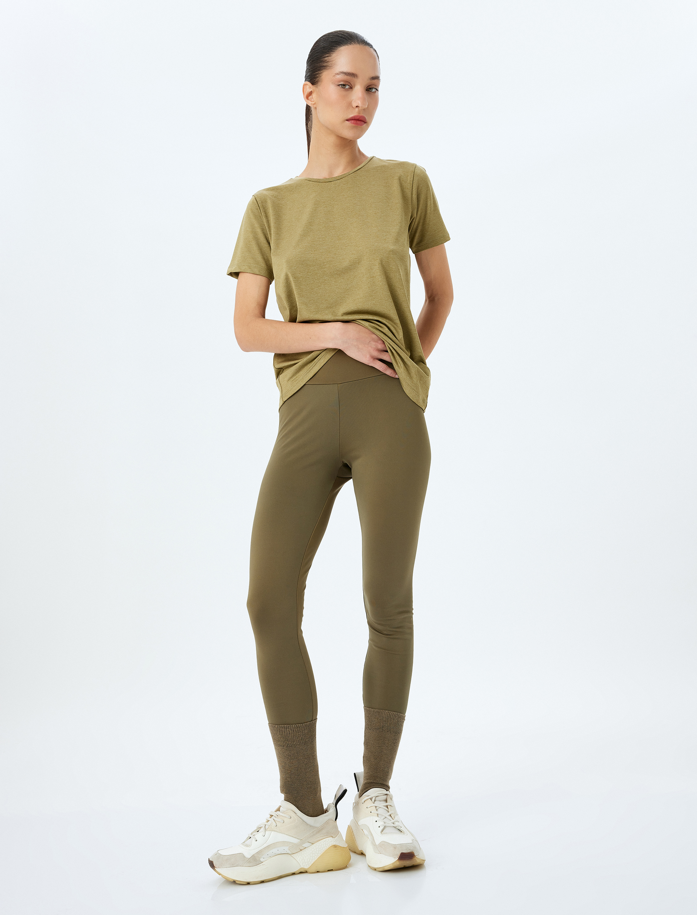   Spor Tişört Bisiklet Yaka Kısa Kollu Rahat Kalıp