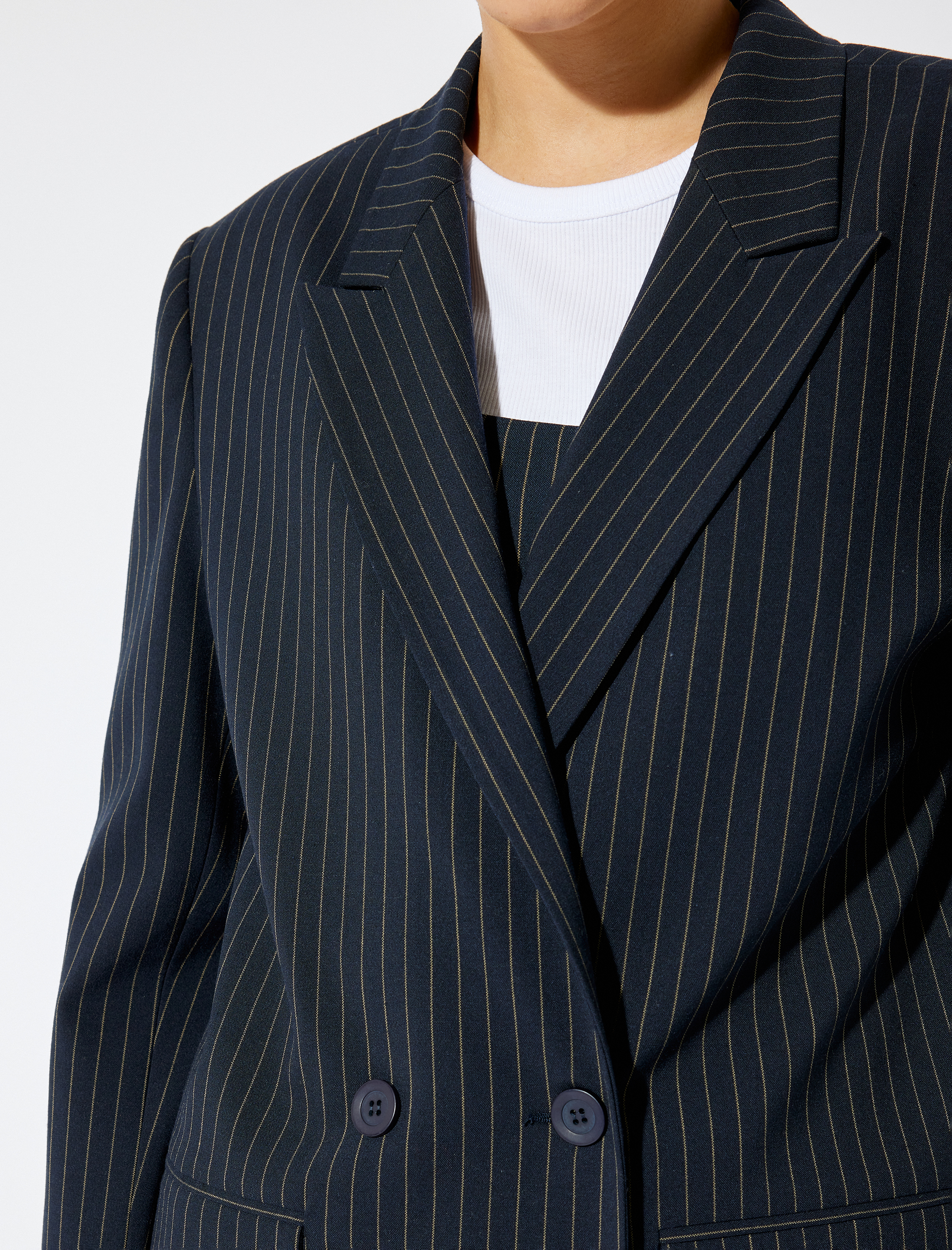   Koton X Sima Tarkan - Kruvaze Kapaklı Cep Detaylı Uzun Blazer Ceket