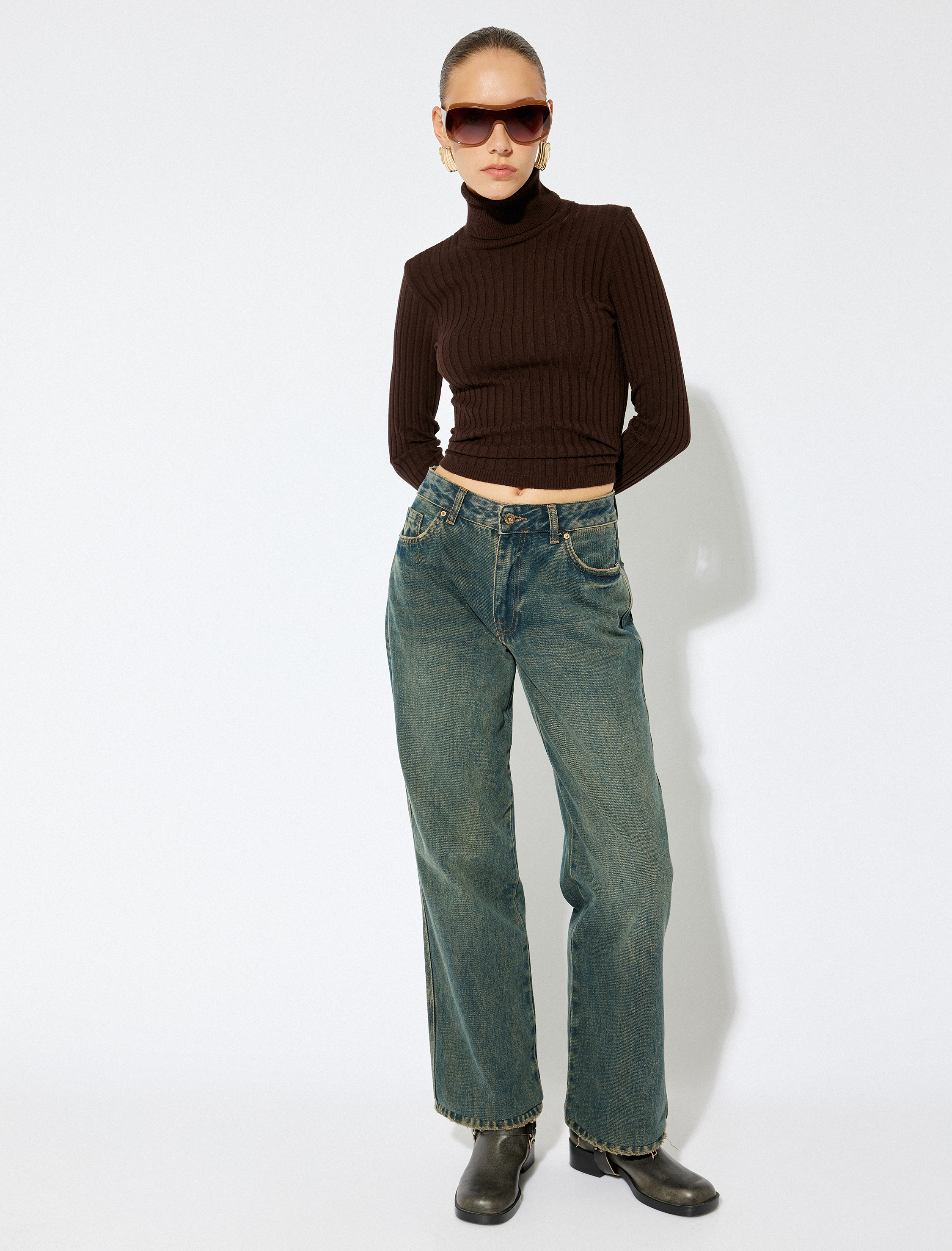   Balıkçı Yaka Triko Kazak Uzun Kollu Slim Fit