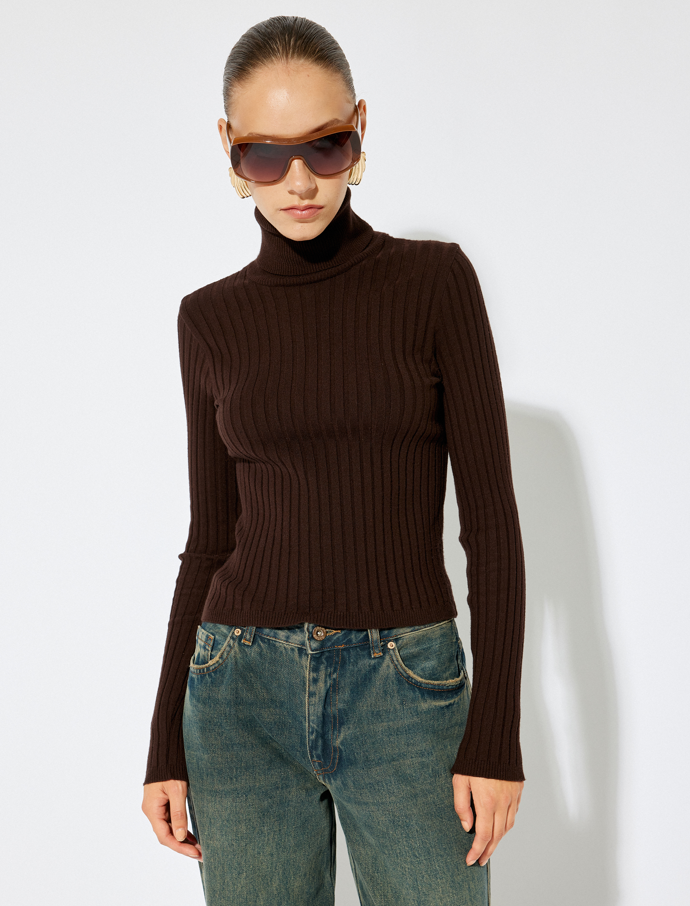   Balıkçı Yaka Triko Kazak Uzun Kollu Slim Fit