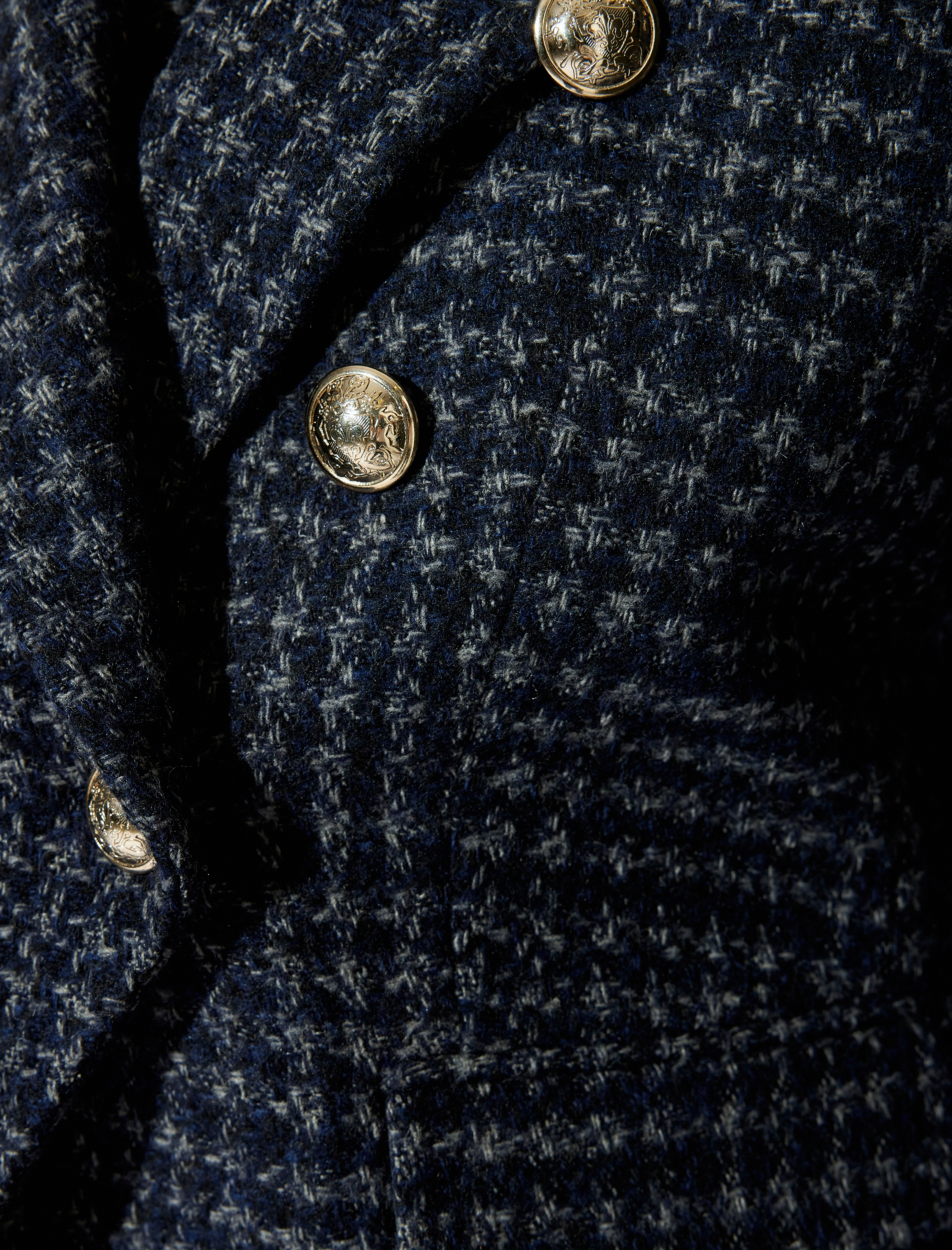   Kısa Kruvaze Tüvit Blazer Ceket Asimetrik Düğmeli Cepli