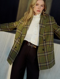 Kruvaze Blazer Ceket Düğmeli Kapaklı Cep Detaylı