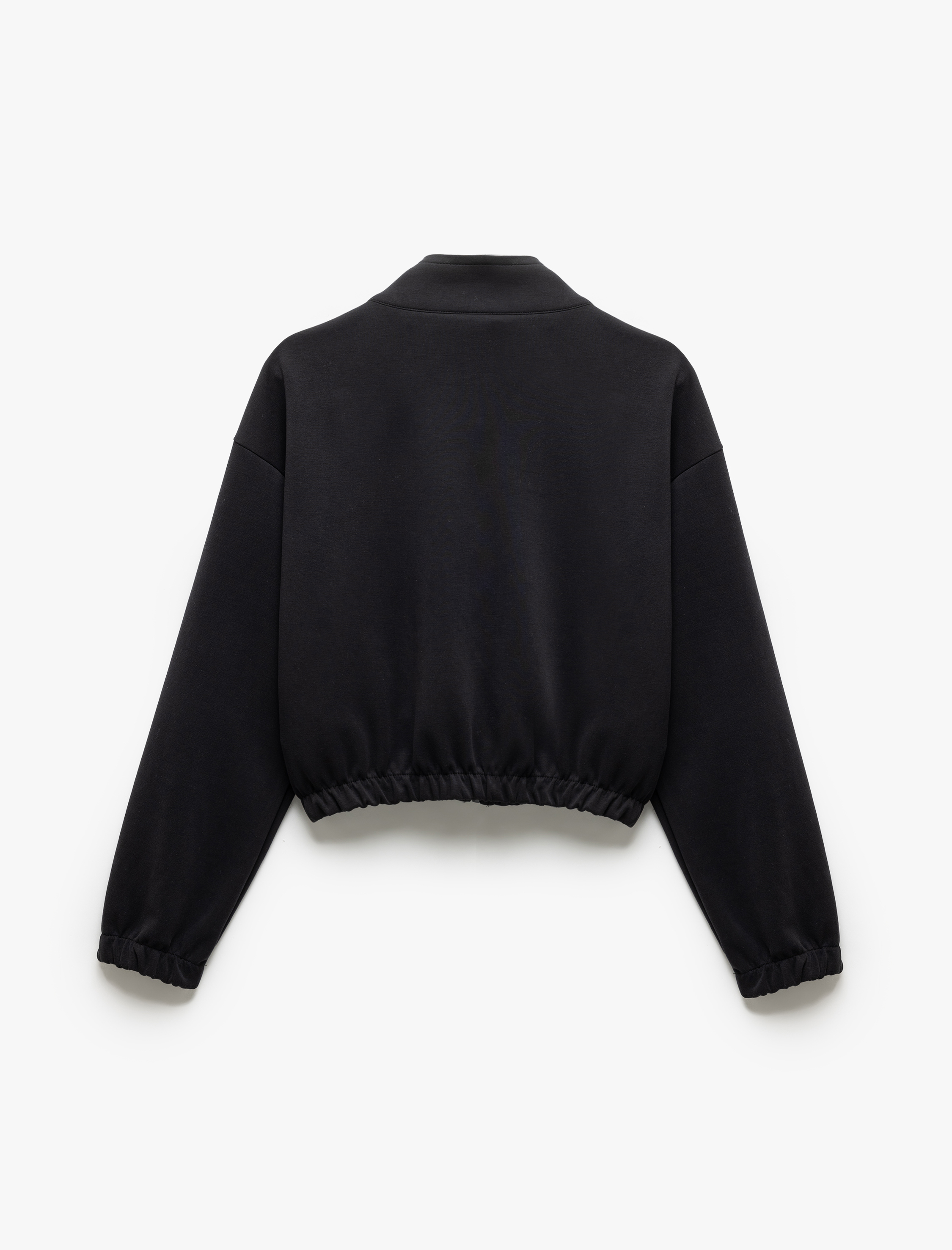   Kolej Bomber Ceket Crop Kalın Modal Kumaş Düğmeli Cep Detaylı