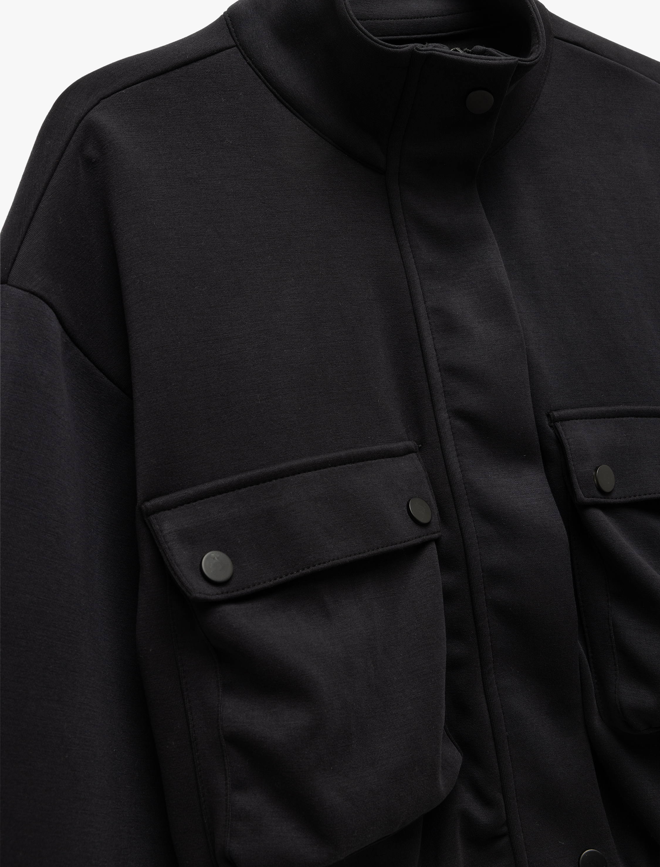   Kolej Bomber Ceket Crop Kalın Modal Kumaş Düğmeli Cep Detaylı