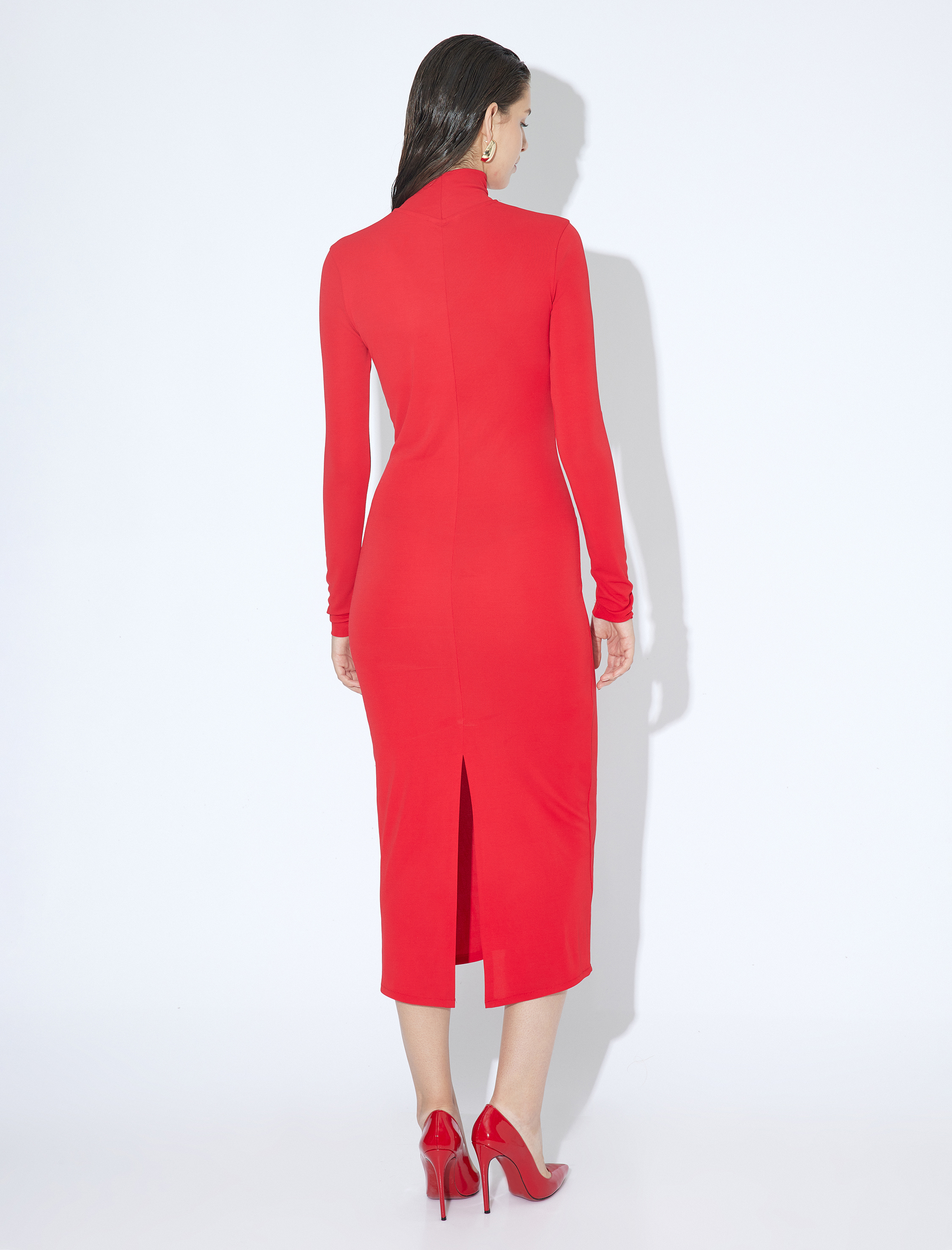   Uzun Balıkçı Yaka Slim Fit Elbise