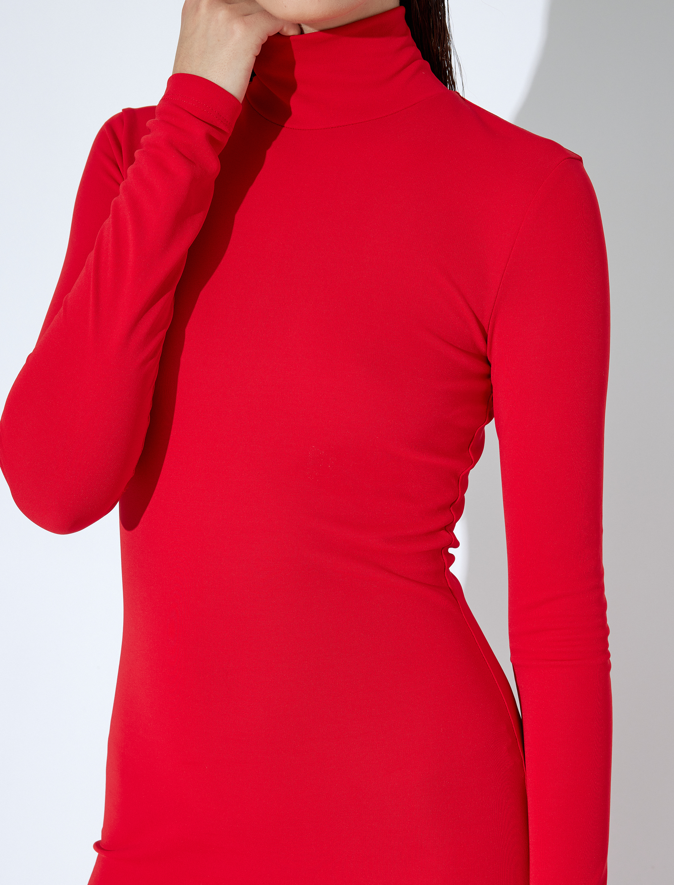   Uzun Balıkçı Yaka Slim Fit Elbise