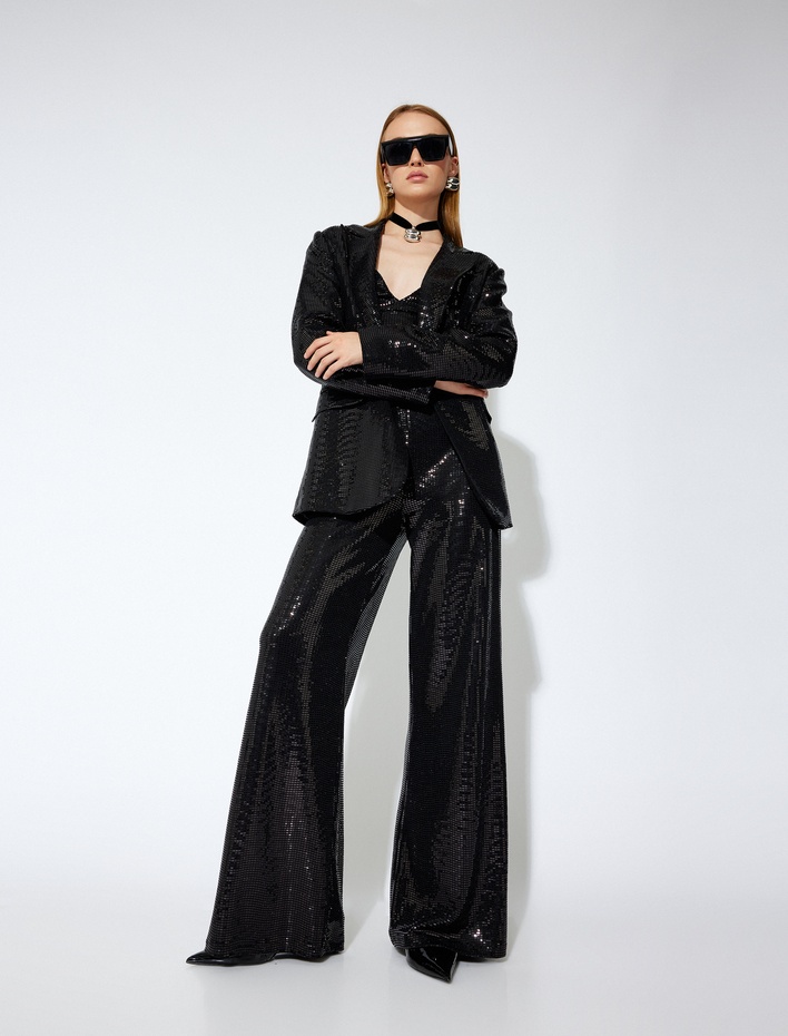  Koton X Sibil Çetinkaya - Pullu Payetli Palazzo Pantolon