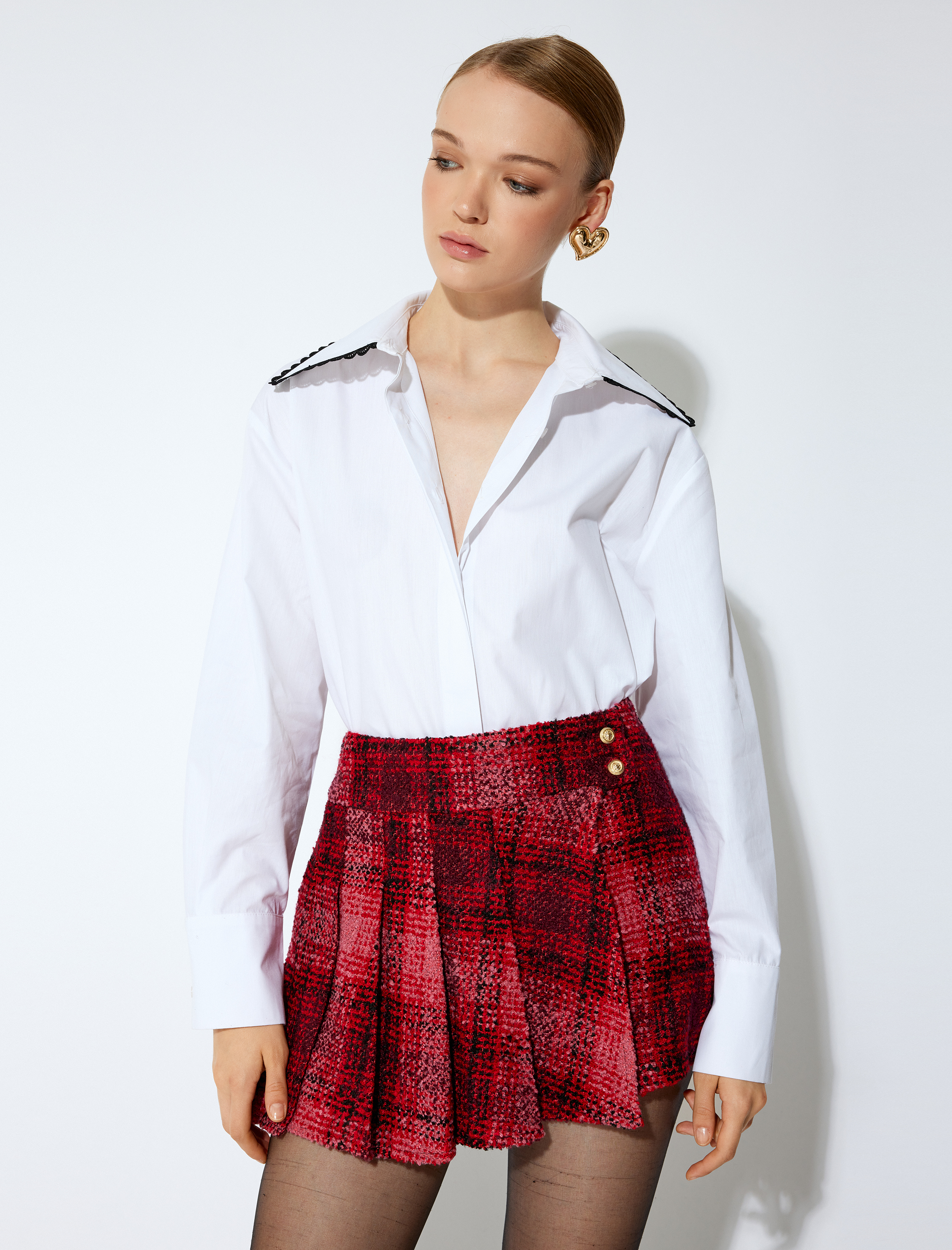   Ekose Mini Pileli Şort Etek