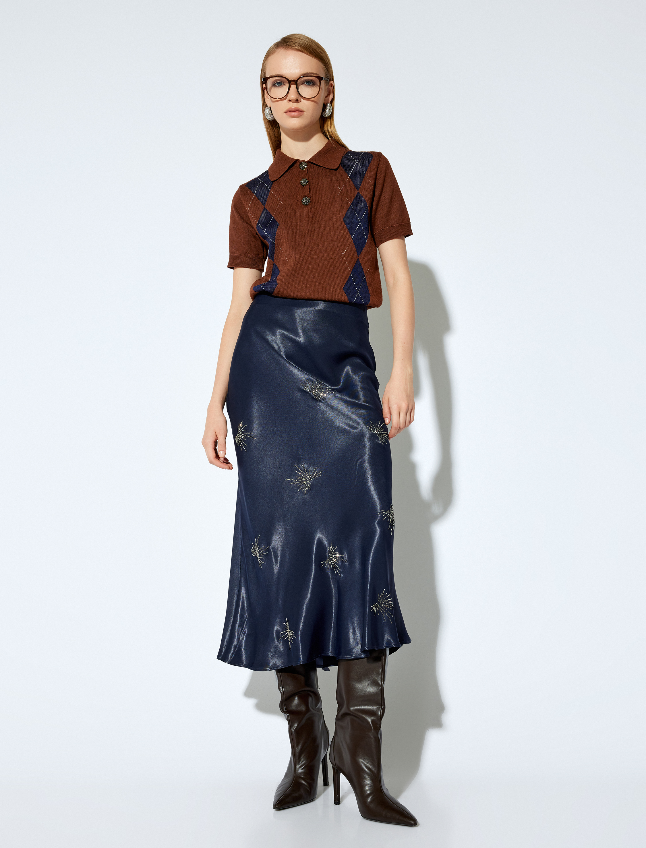   Koton X Melis Ağazat - Taş İşlemeli Midi Boy Saten Etek