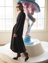 Koton X Melis Ağazat - Standart Bel Oversize Uzun Saten Balon Etek