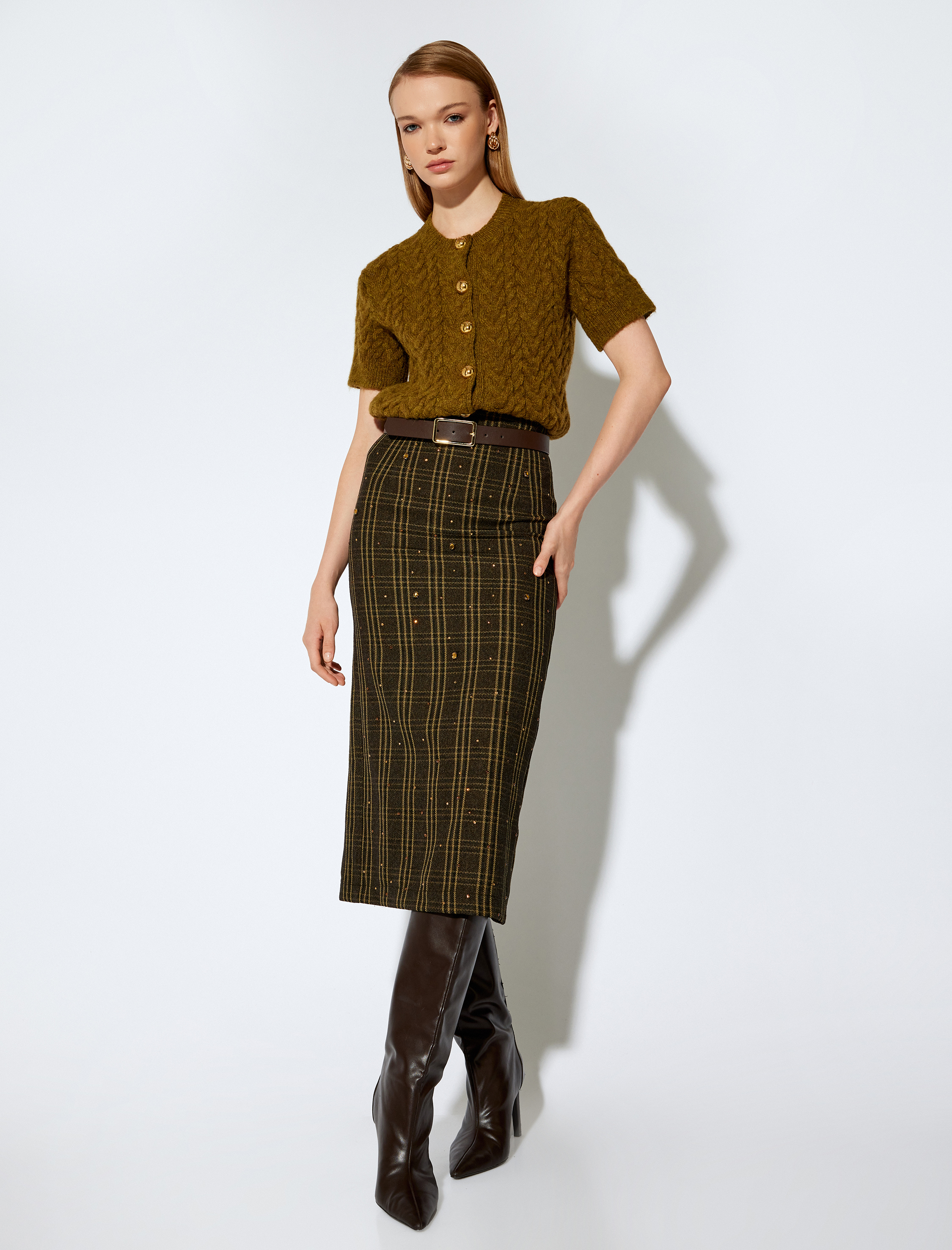   Koton X Melis Ağazat - Bisiklet Yaka Kısa Kollu Saç Örgü Hırka