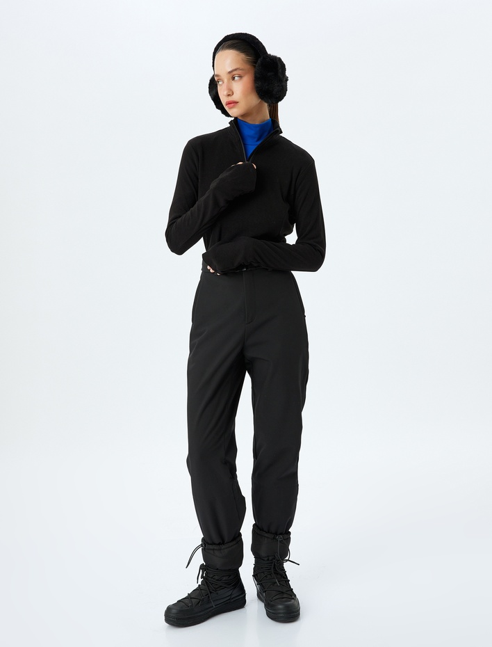  Yarım Fermuarlı Uzun Kollu Dik Yaka Slim Fit Polar Sweatshirt