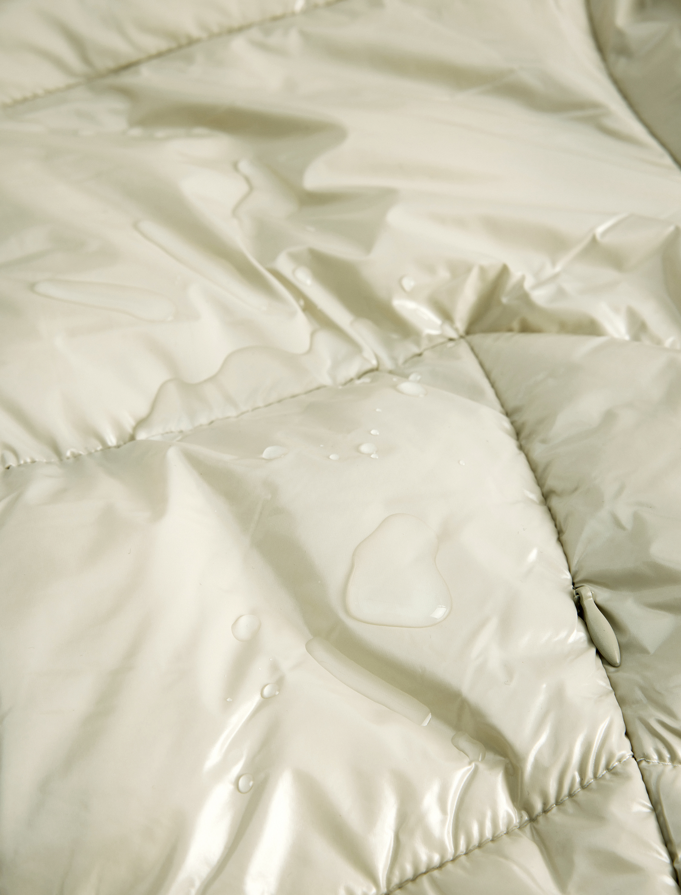   Su İtici Dik Yaka Fermuarlı Cepli Parlak Kısa Şişme Mont