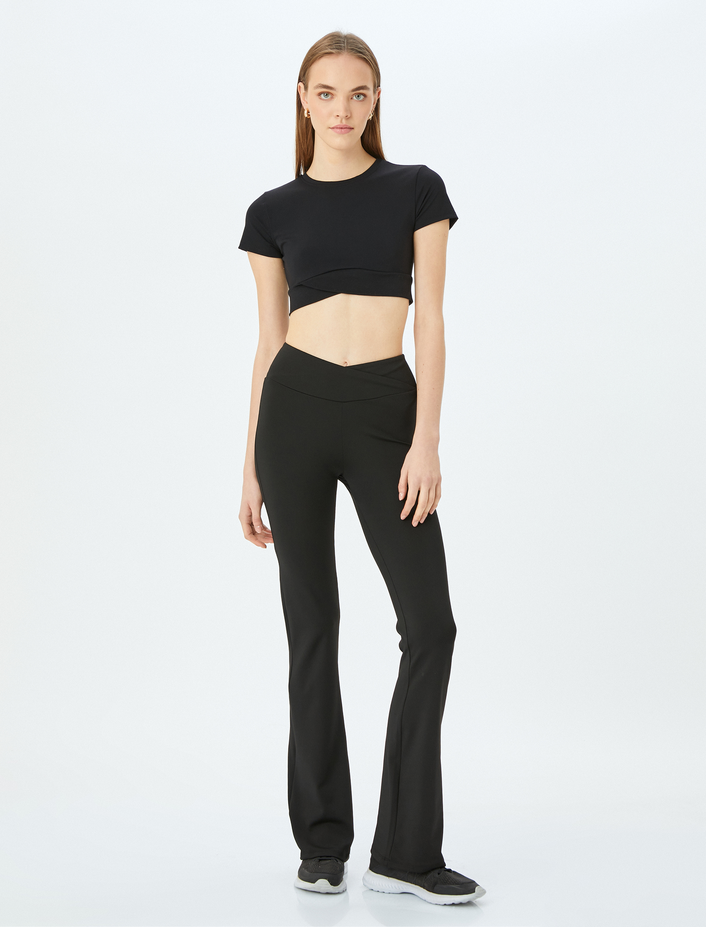   Crop Bisiklet Yaka Basic Slim Fit Spor Tişört