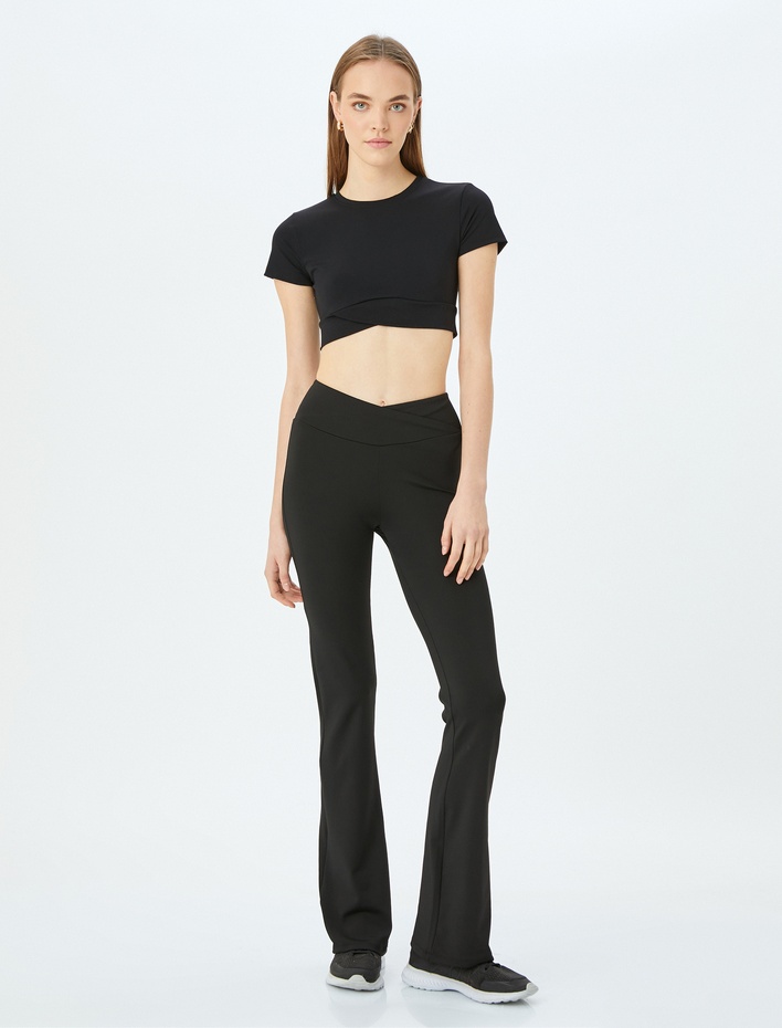  Crop Bisiklet Yaka Basic Slim Fit Spor Tişört