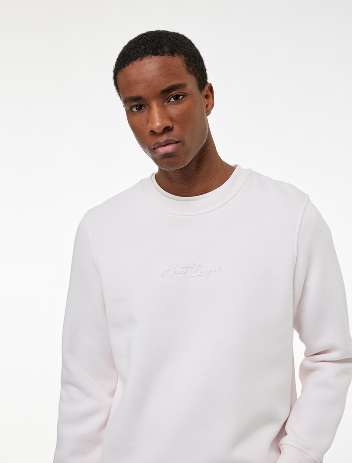  Regular Fit Pamuk Viskon Karışımlı Şardonlu Bisiklet Yaka Baskılı Sweatshirt