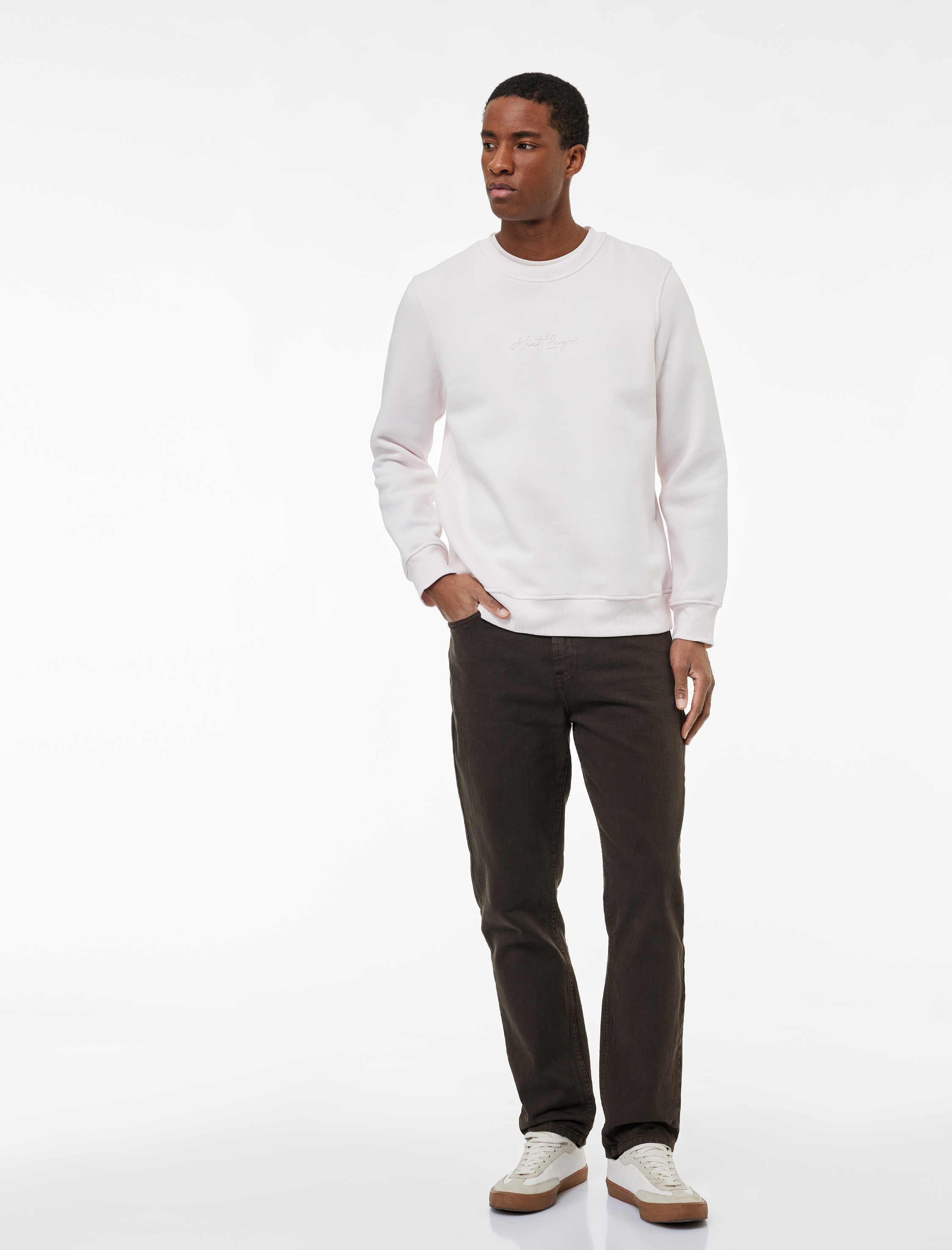   Regular Fit Pamuk Viskon Karışımlı Şardonlu Bisiklet Yaka Baskılı Sweatshirt